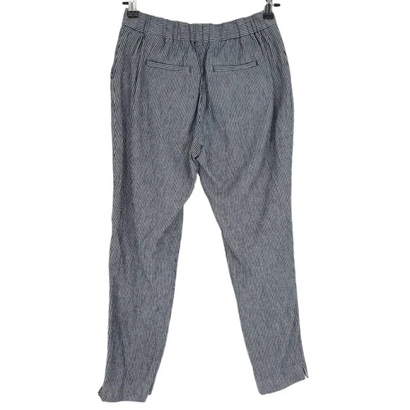 Banana Republic Hayden Ankle Pants Linen Blue Conductor Striped Petite - Picture 3 of 7